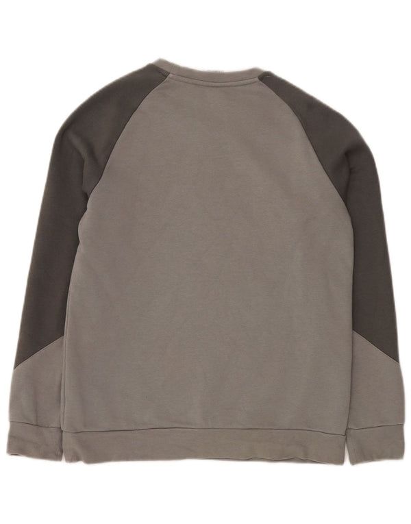 ADIDAS Boys Graphic Sweatshirt Jumper 13-14 Years Grey Colourblock Cotton