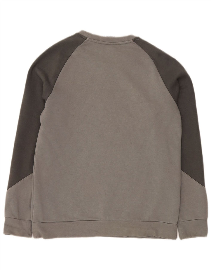 ADIDAS Boys Graphic Sweatshirt Jumper 13-14 Years Grey Colourblock Cotton