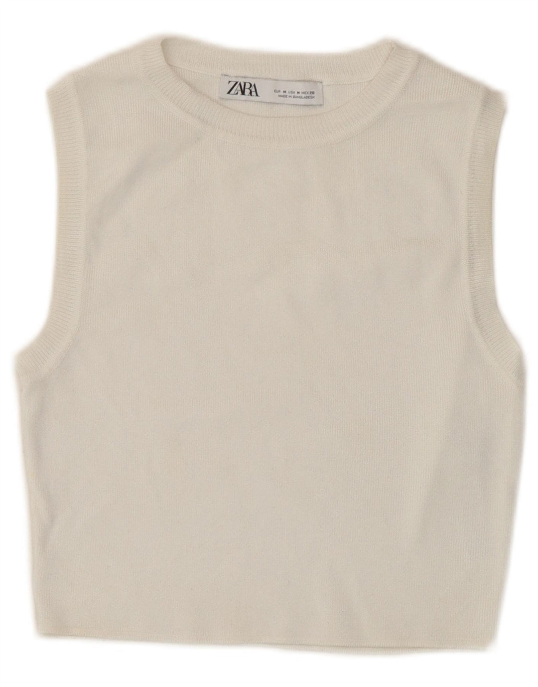 Zara Womens Sleeveless Crop Top UK 12 Medium White Viscose