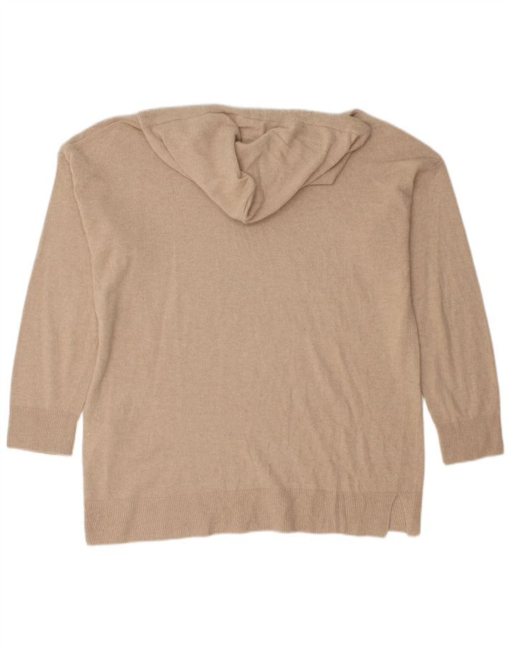Benetton Womens Hooded Jumper Sweater UK 14 Medium Beige Polyamide