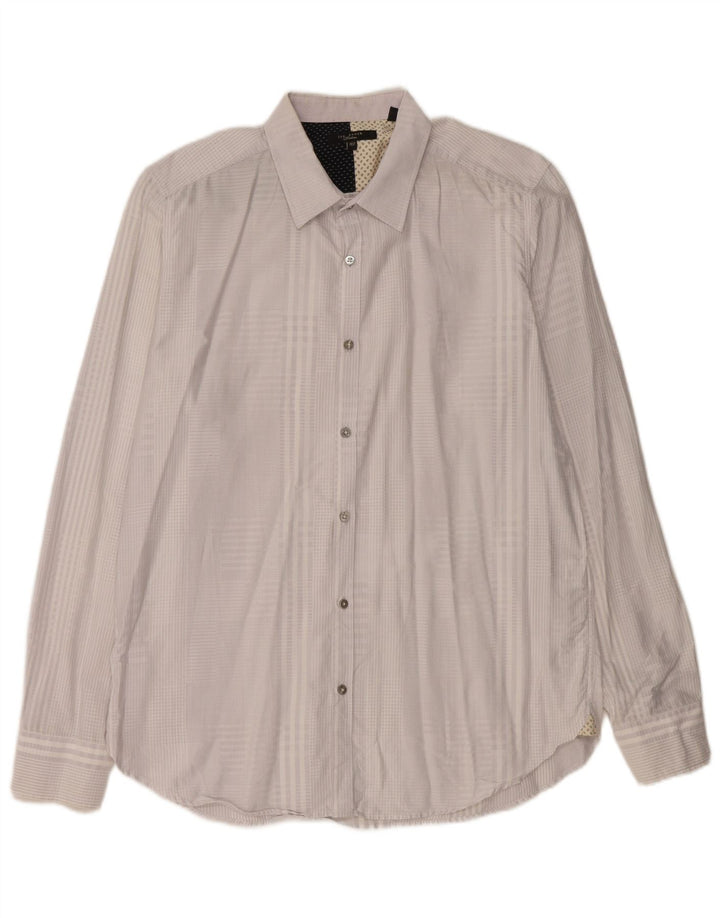 Ted Baker Mens Shirt Size 16.5 Large Grey Gingham Cotton