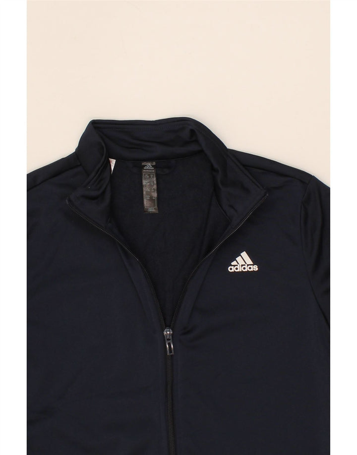 ADIDAS Boys Graphic Tracksuit Top Jacket 11-12 Years Navy Blue Polyester Vintage Adidas and Second-Hand Adidas from Messina Hembry 