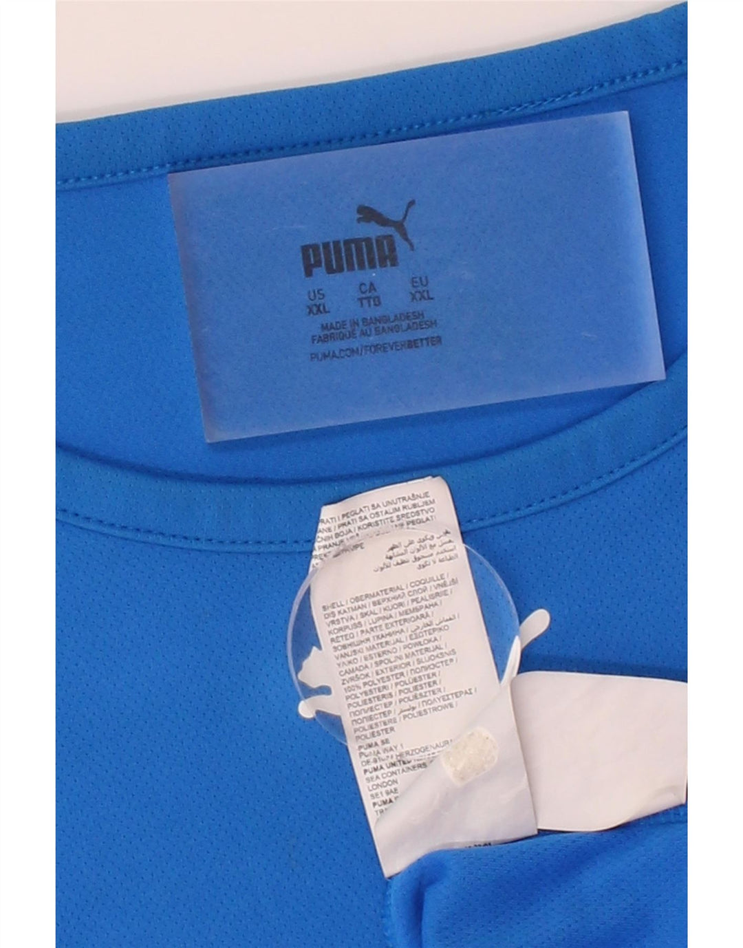 PUMA Mens T-Shirt Top 2XL Blue Colourblock Polyester Vintage Puma and Second-Hand Puma from Messina Hembry 