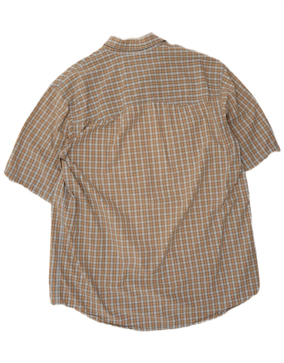 Eddie Bauer Mens Tall Short Sleeve Shirt Large Beige Check Cotton