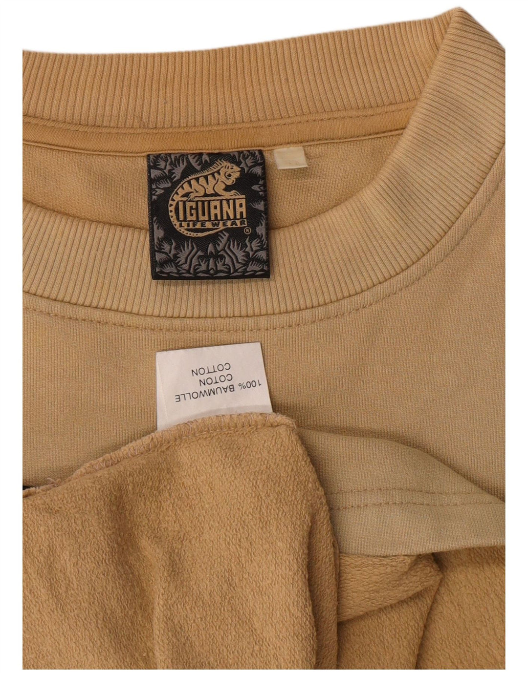 IGUANA Mens Graphic Sweatshirt Jumper XL Beige Cotton