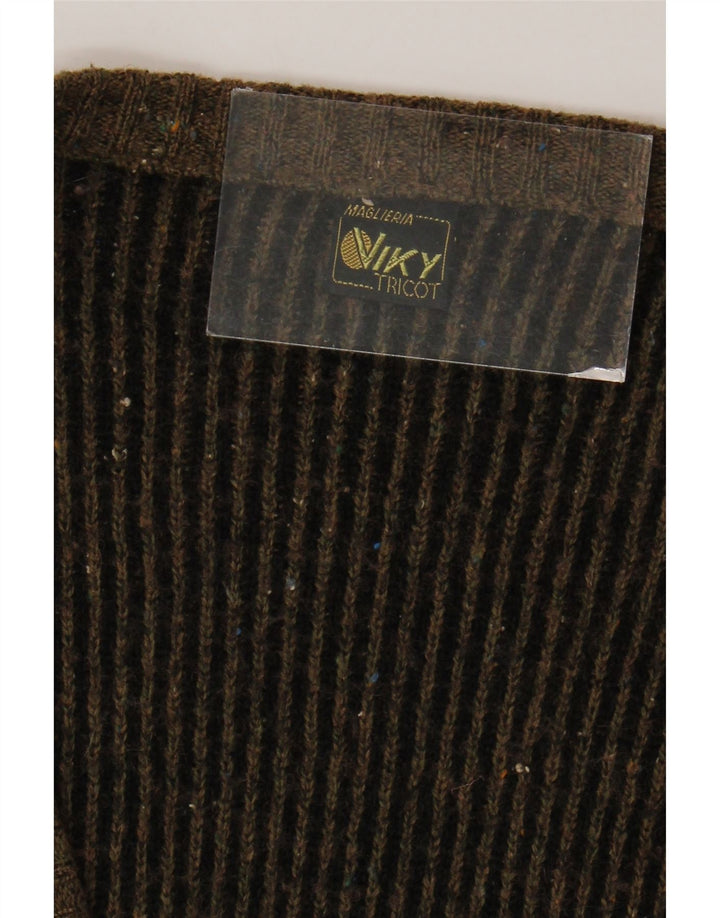 Viky Tricot Mens Cardigan Sweater IT 52 Large Brown Geometric