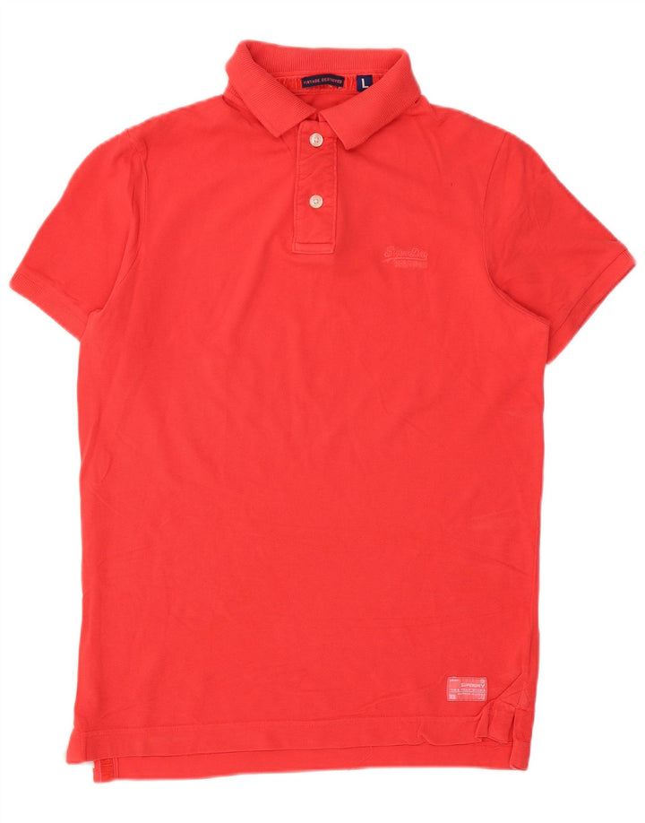 Superdry Mens Polo Shirt Large Red Cotton