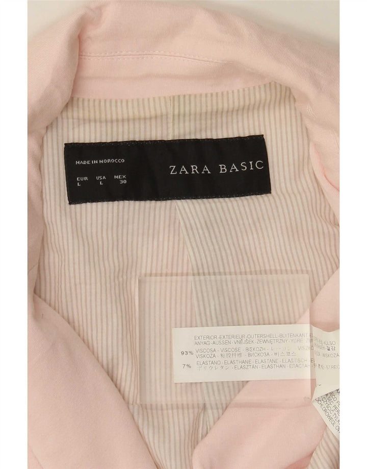 Zara Womens 1 Button Blazer Jacket UK 14 Large Pink Viscose