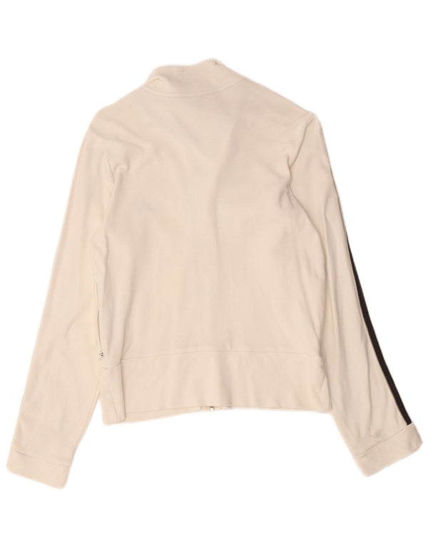 Adidas Womens Tracksuit Top Jacket UK 12 Medium White Cotton