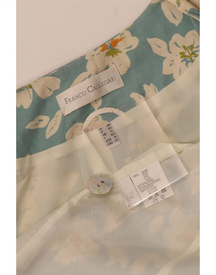 Franco Callegari Womens 4 Button Blazer Jacket UK 12 Medium Blue Floral