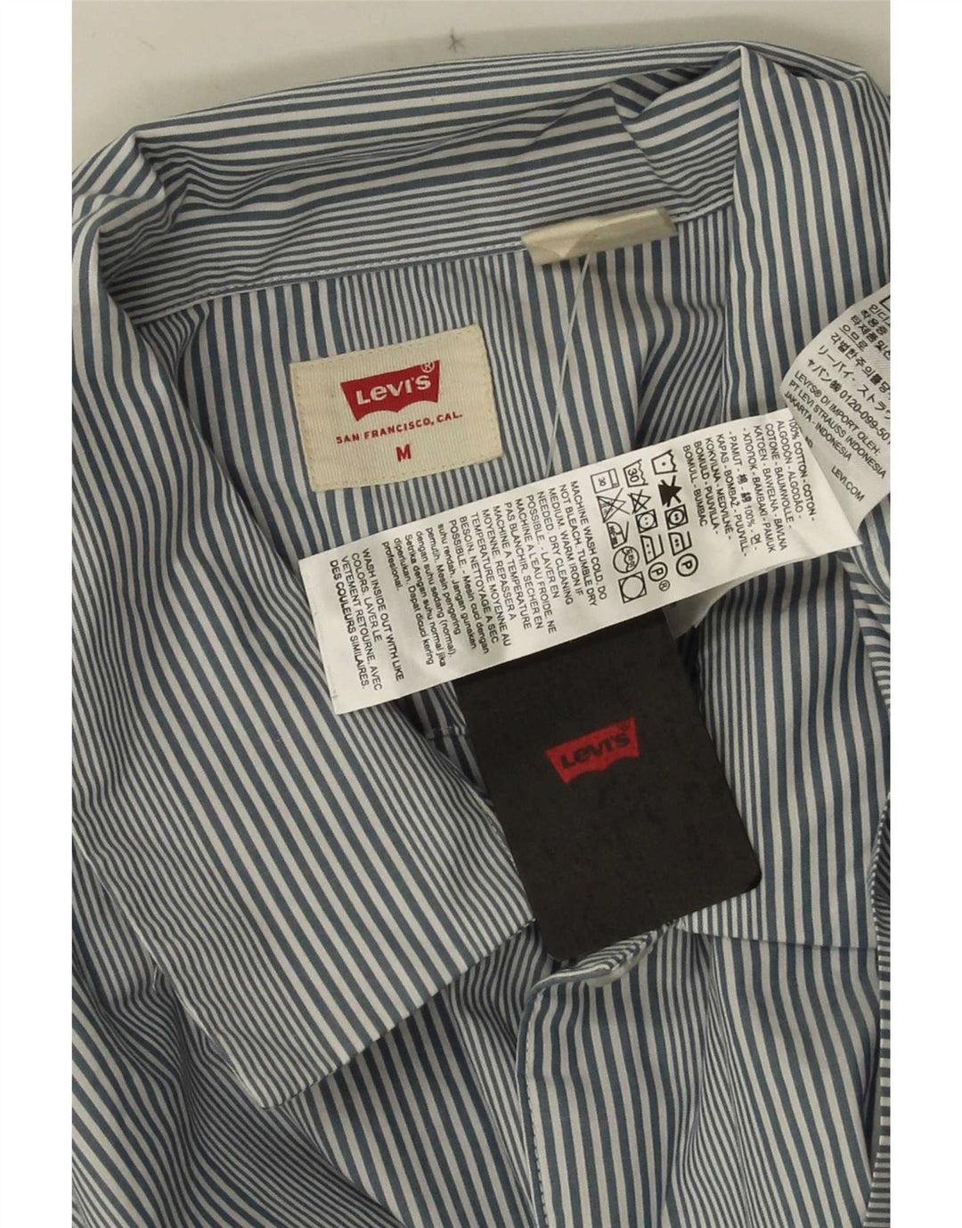 Levi's Mens Short Sleeve Shirt Medium Blue Striped Cotton