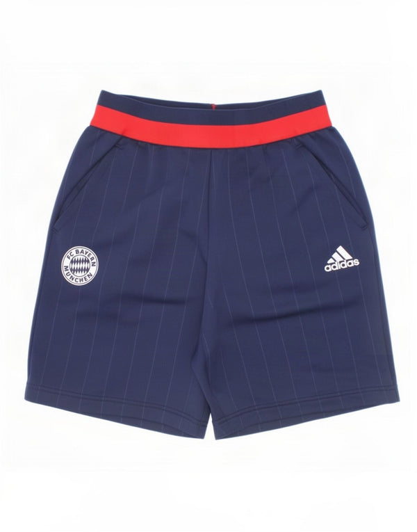 Adidas Boys FC Bayern Munchen Sport Shorts 9-10 Years Navy Blue Striped