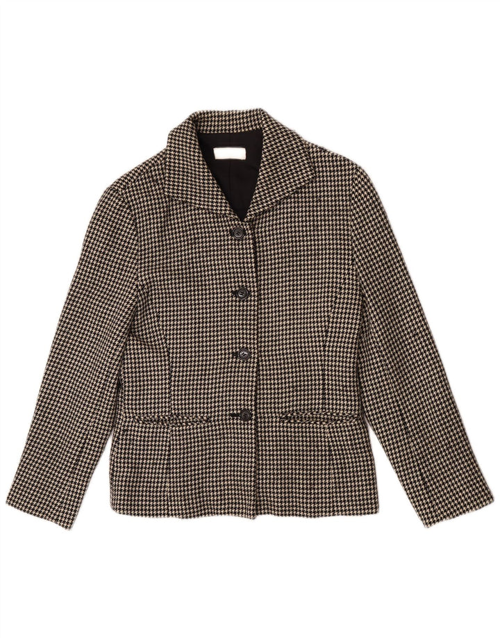 Griffe Womens 4 Button Blazer Jacket UK 10 Small Black Houndstooth