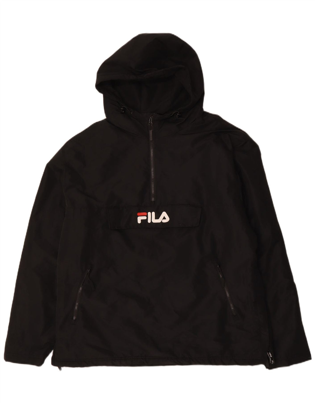 FILA Mens Graphic Hooded Anorak Jacket UK 42 XL Black Polyester