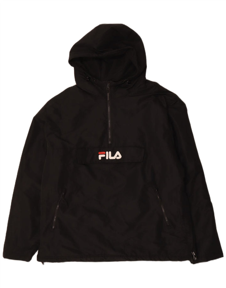 FILA Mens Graphic Hooded Anorak Jacket UK 42 XL Black Polyester