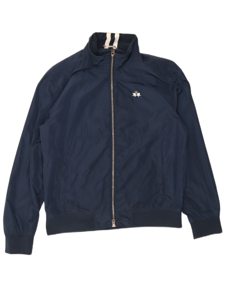 La Martina Mens Bomber Jacket UK 42 XL Navy Blue Polyester