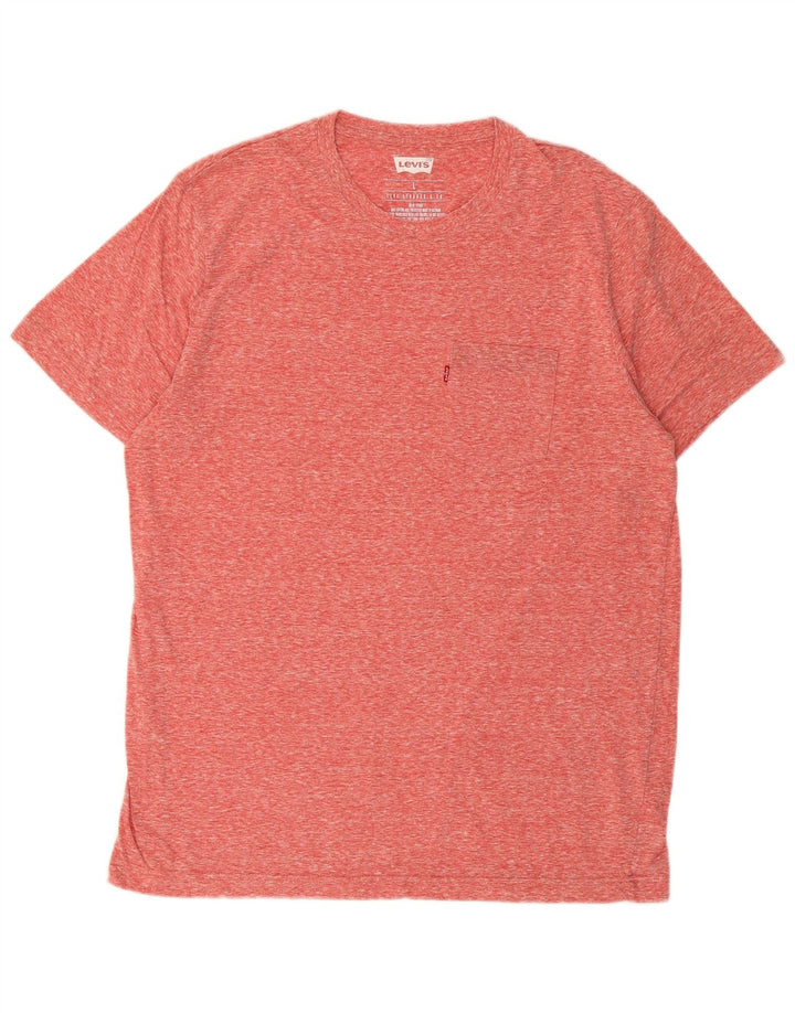 LEVI'S Mens T-Shirt Top Large Pink Flecked Cotton