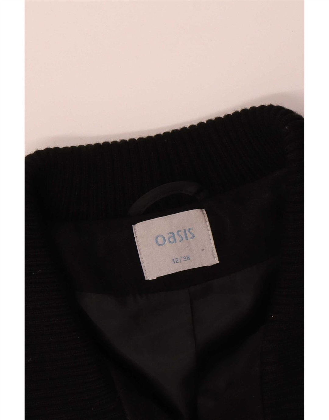 Oasis Womens Overcoat UK 12 Medium Black Cotton