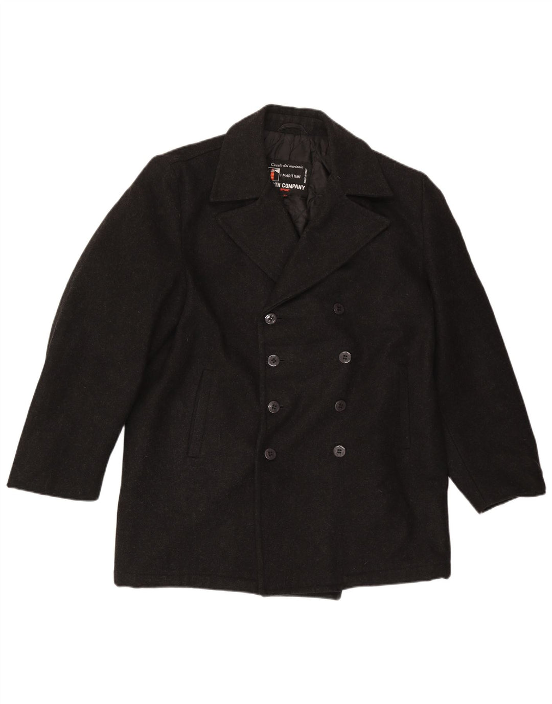 Vintage Mens Pea Coat UK 42 XL Black Wool