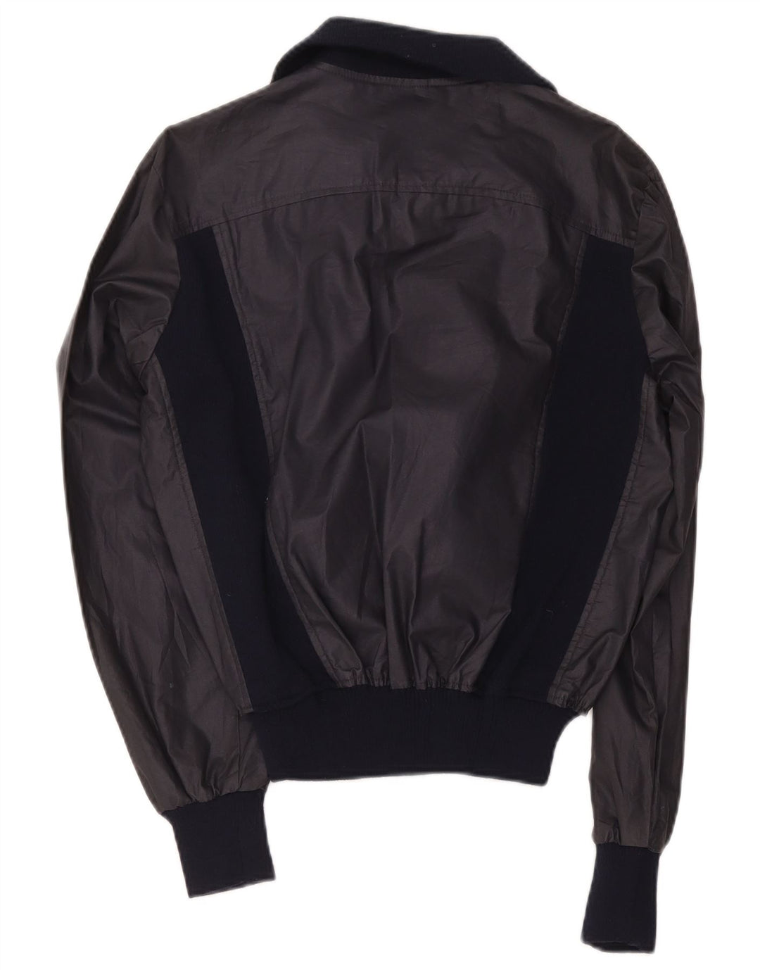 Vintage Womens Bomber Jacket IT 48 XL Navy Blue Colourblock Polyester