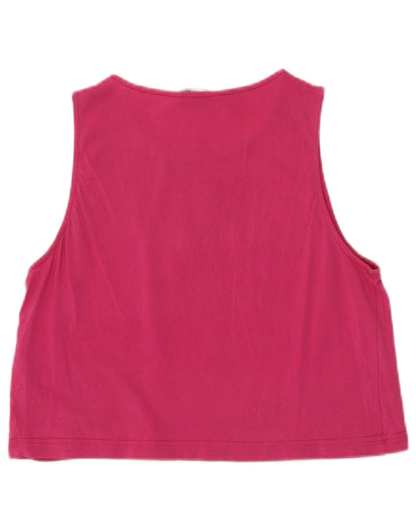Calvin Klein Jeans Womens Crop Graphic Vest Top UK 12 Medium Pink Cotton
