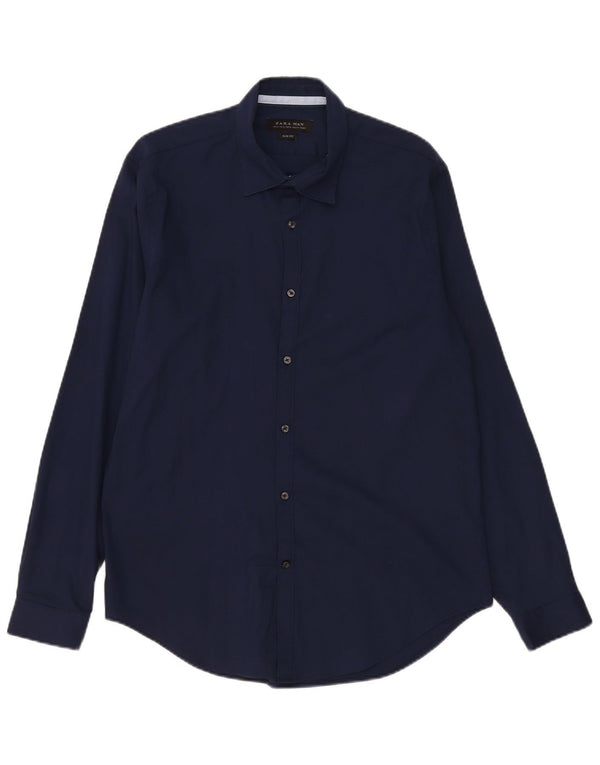Zara Mens Slim Fit Shirt XL Navy Blue