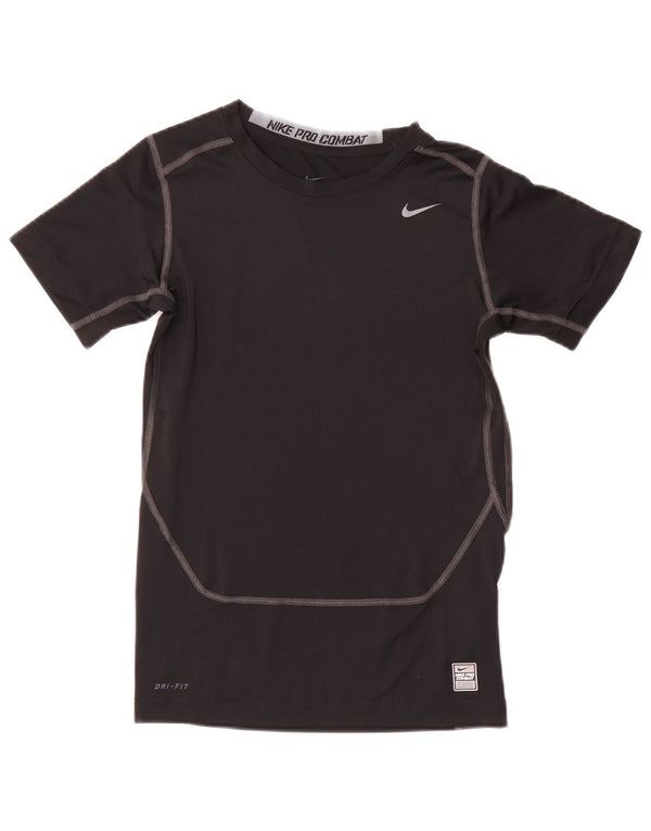 Nike Boys Dri Fit Graphic T-Shirt Top 13-14 Years XL Black Polyester