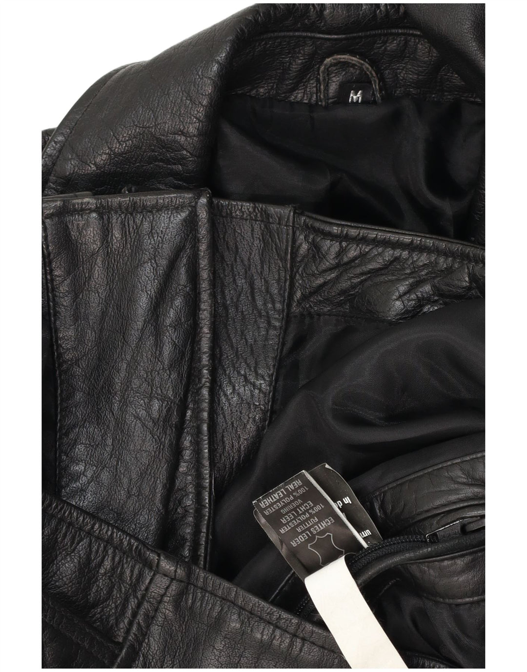 Vintage Womens Leather Biker Jacket UK 14 Medium Black Leather