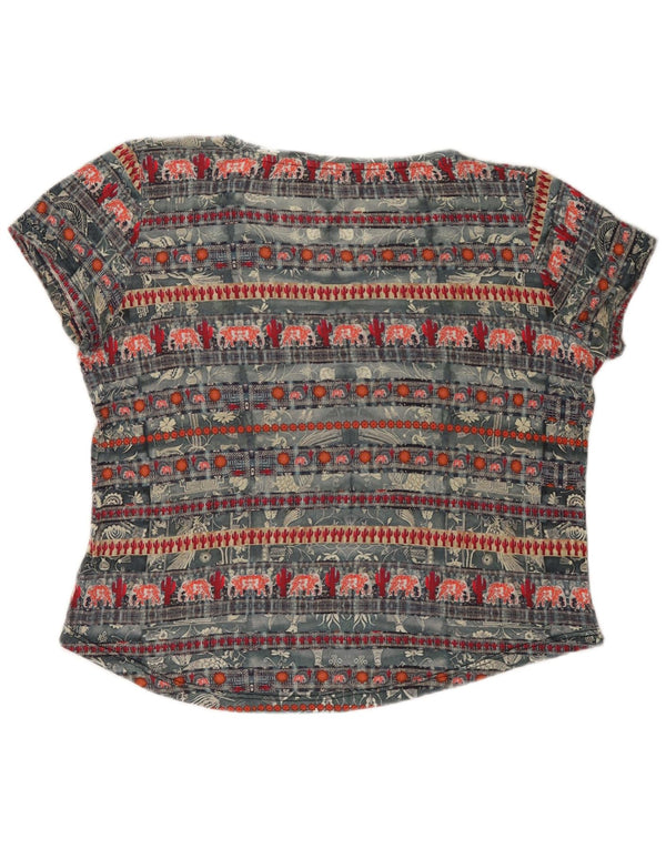 DESIGUAL Womens Graphic T-Shirt Top UK 20 2XL Grey Viscose