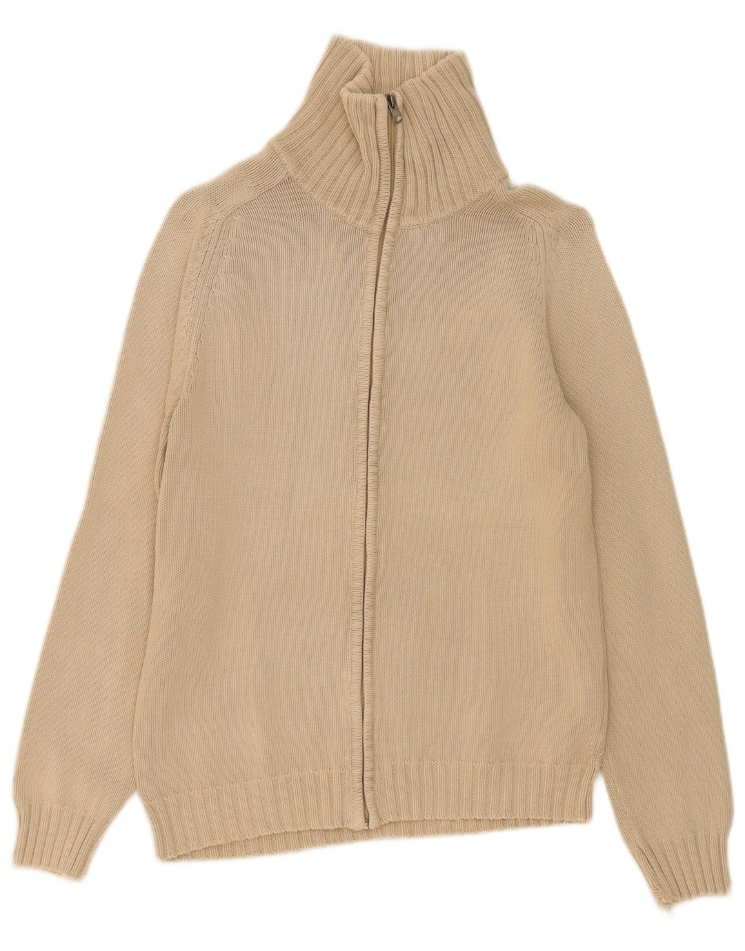 ZARA Mens Cardigan Sweater Medium Beige Cotton