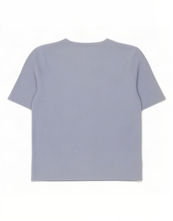 Marks & Spencer Womens Crop T-Shirt Top UK 14 Medium Blue Viscose
