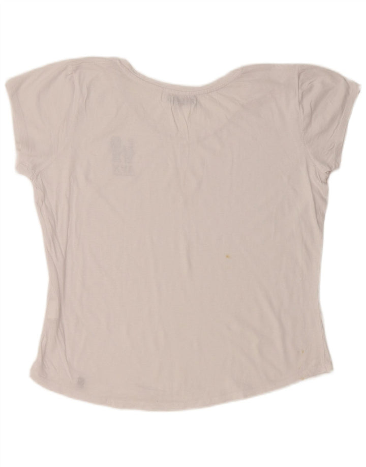 AVIREX Womens Crop Graphic T-Shirt Top UK 22 2XL White Cotton