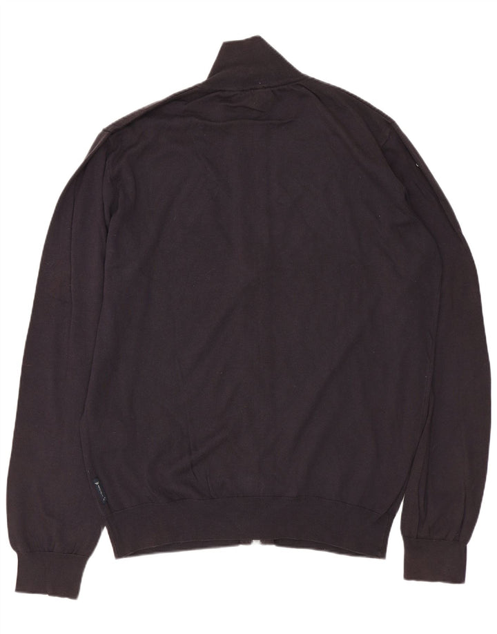 ARMANI JEANS Mens Cardigan Sweater Medium Navy Blue Cotton