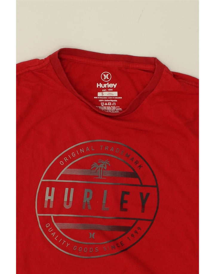 HURLEY Mens Graphic T-Shirt Top Small Red Cotton Vintage Hurley and Second-Hand Hurley from Messina Hembry 