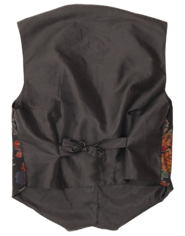 Vintage Womens Waistcoat UK 16 Large Black Floral