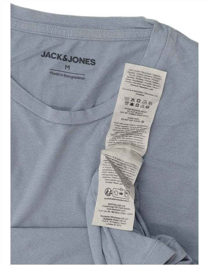 JACK & JONES Mens Graphic T-Shirt Top Medium Blue Cotton