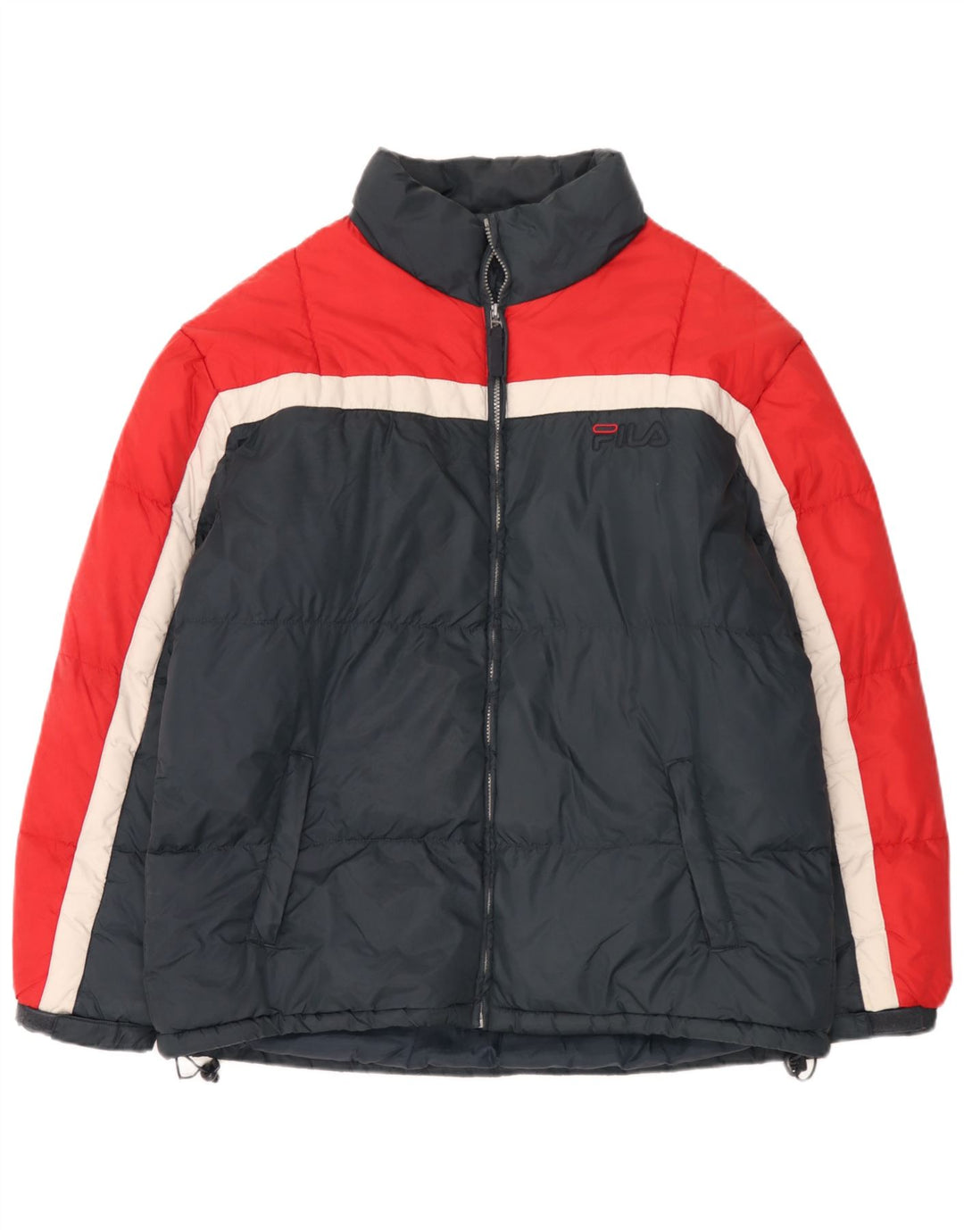 Fila Mens Padded Jacket IT 56 XL Navy Blue Colourblock