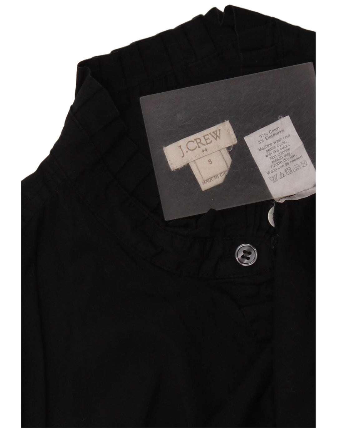 J. Crew Womens Ruffle Front Shirt UK 10 Small Black Cotton
