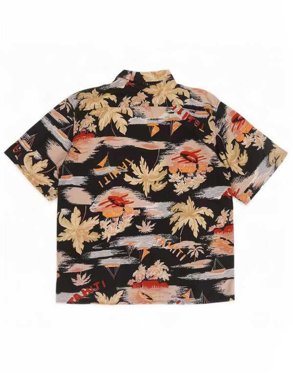 Vintage Womens Hawaiian Short Sleeve Shirt EU 40/42 Medium Black Floral