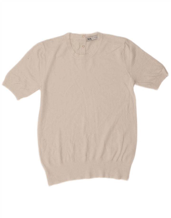 Zara Womens Blouse Top UK 14 Large White Viscose