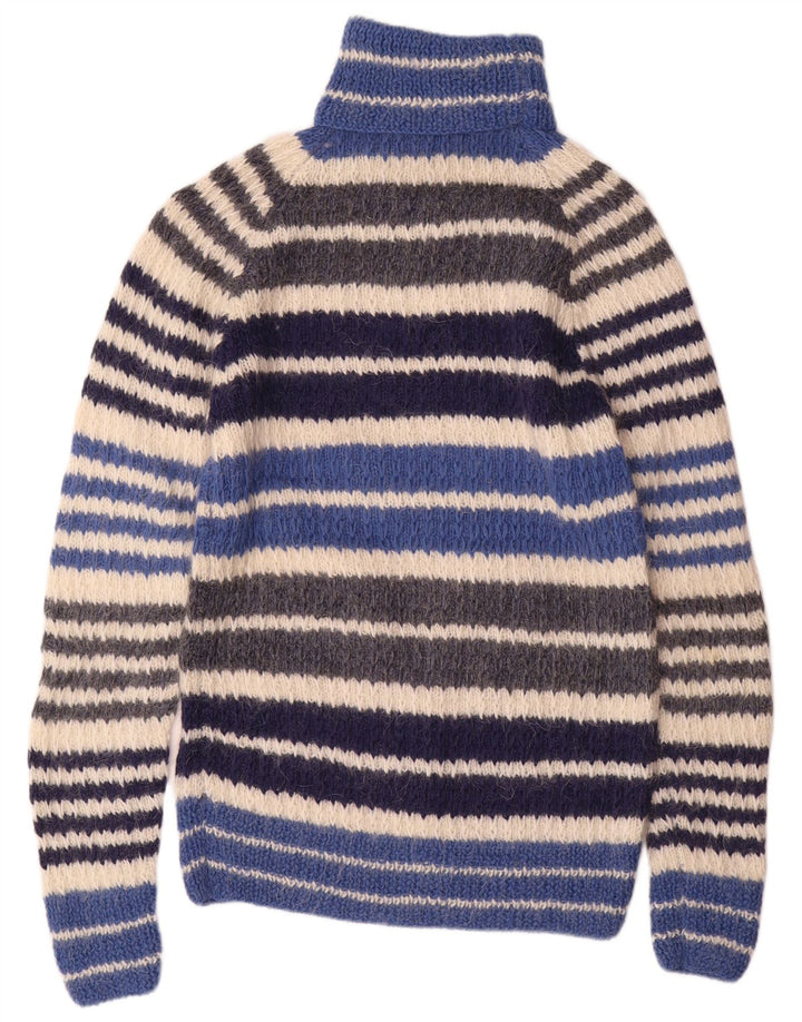 Vintage Womens Roll Neck Jumper Sweater UK 12 Medium Multicoloured Striped
