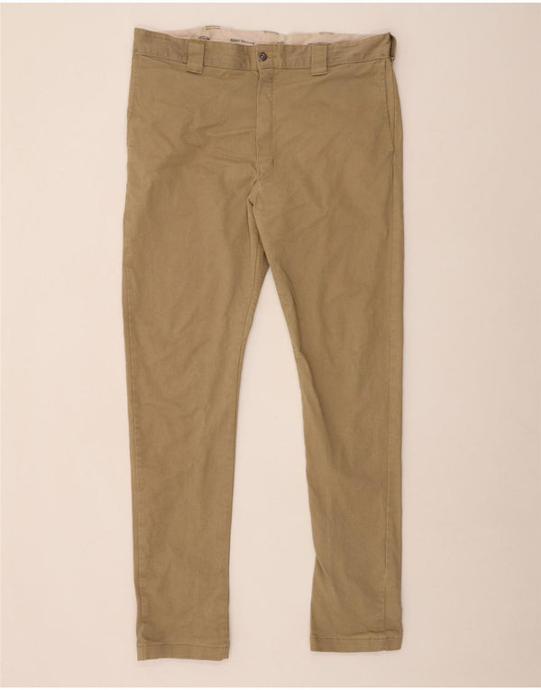 DICKIES Mens Slim Skinny Chino Trousers W38 L34 Beige Cotton