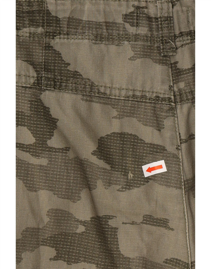 BENETTON Boys Cargo Shorts 13-14 Years 3XL W30 Khaki Camouflage Cotton