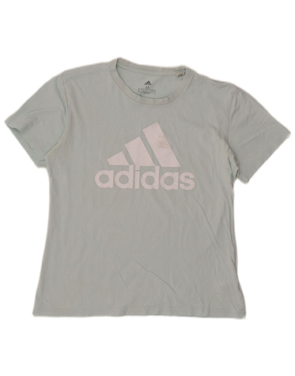 Adidas Womens Graphic T-Shirt Top UK 12/14 Medium Blue Cotton