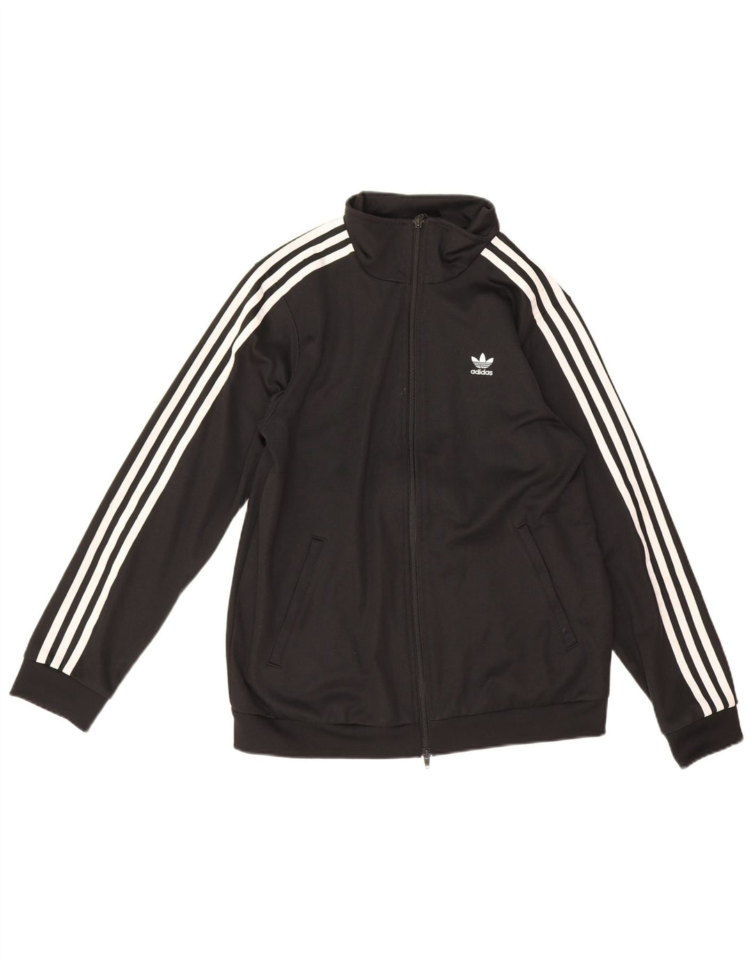 Adidas Womens Tracksuit Top Jacket UK 12 Medium Black Cotton