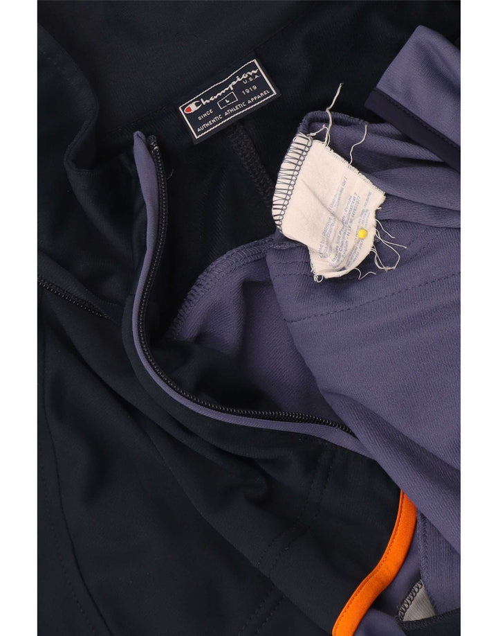 Champion Mens Tracksuit Top Jacket Large Navy Blue Colourblock Polyester