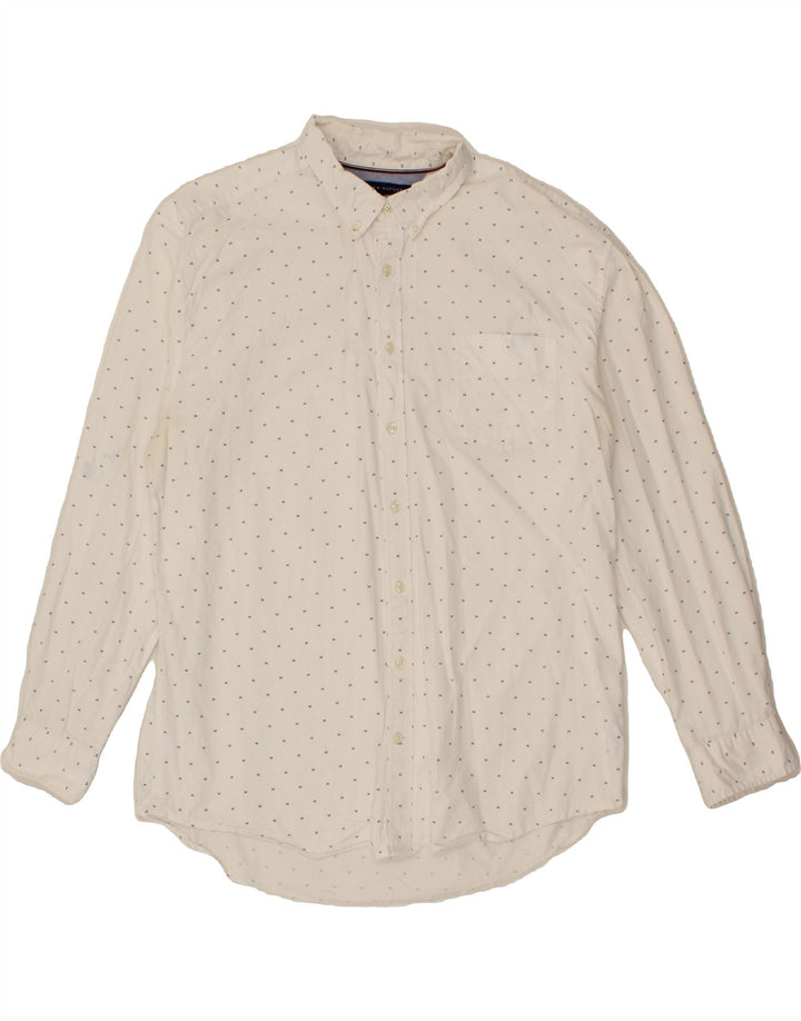 TOMMY HILFIGER Mens Shirt 2XL White Spotted Cotton Vintage Tommy Hilfiger and Second-Hand Tommy Hilfiger from Messina Hembry 