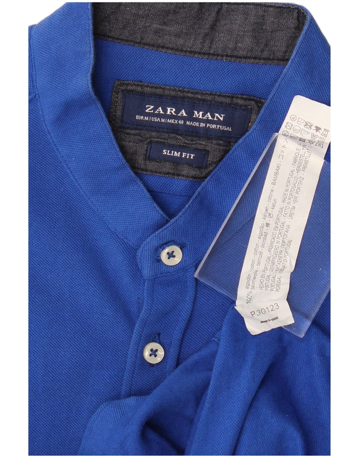 ZARA Mens Slim Fit Short Sleeve Shirt Medium Blue Cotton