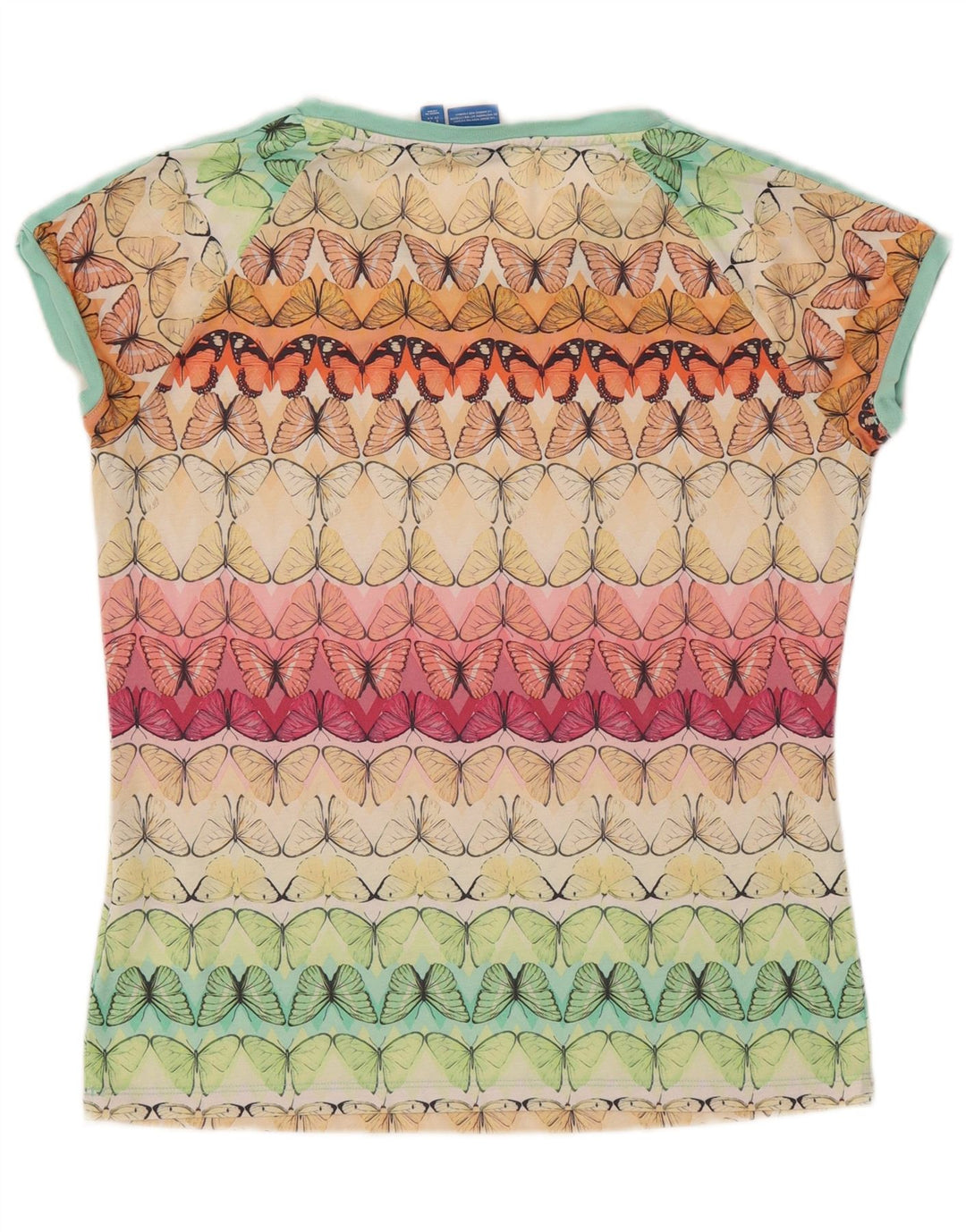 ADIDAS Womens Graphic T-Shirt Top UK 12 Medium Multicoloured Butterfly