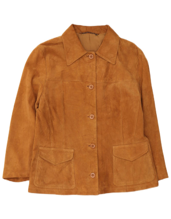 Vintage Womens Suede Jacket UK 14 Medium Beige Leather